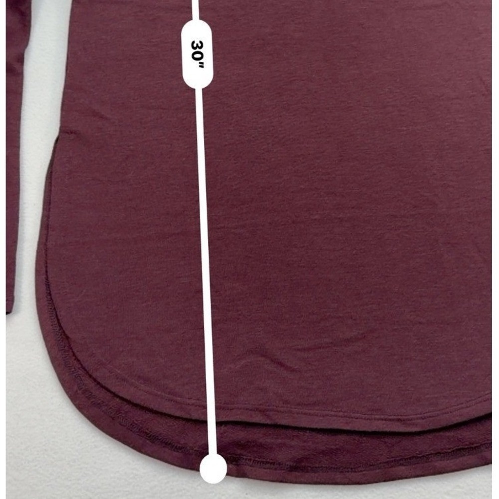 Mono B Womens Burgundy Long Sleeve Activewear Top Curved Hem Style Small - Picture 7 of 8